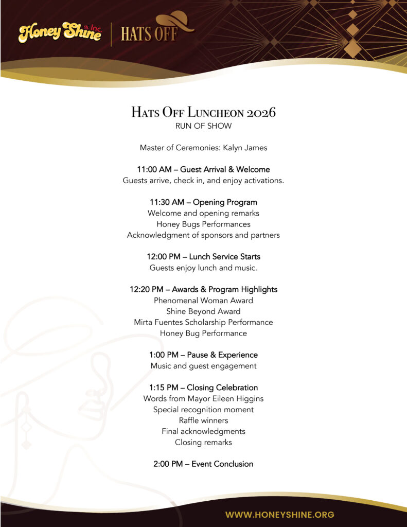 Event run of show schedule.